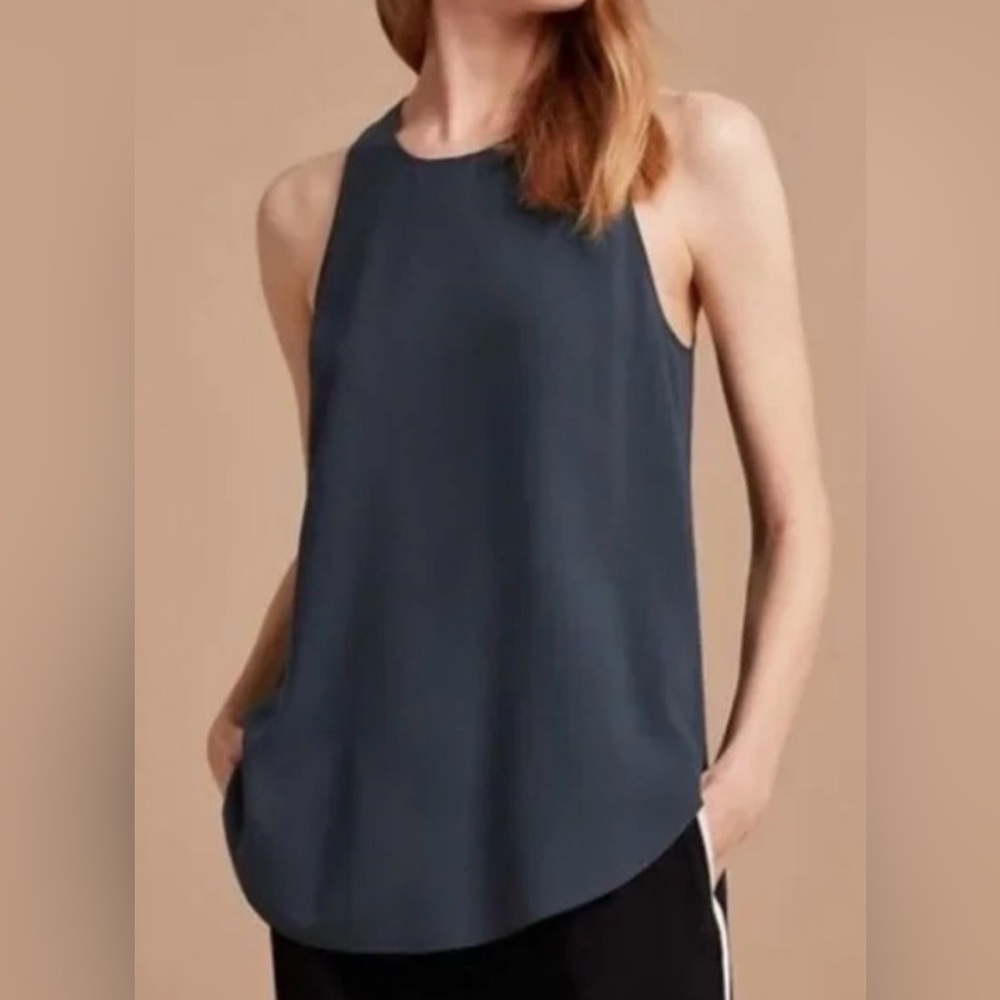 Aritzia Wilfred Women’s Sevres Sleeveless Zip Back Gray Sleeveless Blouse Small